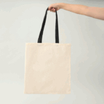 Bolsa de algodón con manilla negra 42x38 (cm)