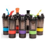 Vaso Gym para batidos proteína "SHAKE", con 4 compartimentos.