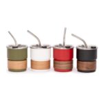 Vaso Térmico metálico "CAMP" 300cc. con Bombilla y Grip de Madera.