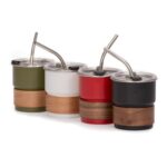 Vaso Térmico metálico "CAMP" 300cc. con Bombilla y Grip de Madera. - Imagen 4