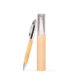 Bolígrafo metálico "AIRLIE" con grip de bamboo y estuche.